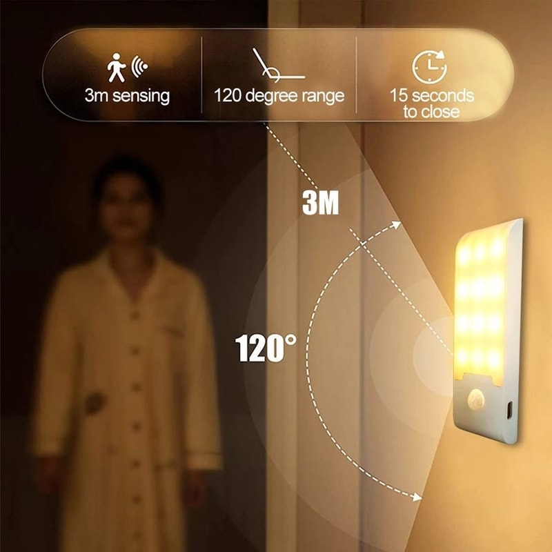 Motion Sensor LED Night Light Wireless Rechargeable Cabinet Lamp 3