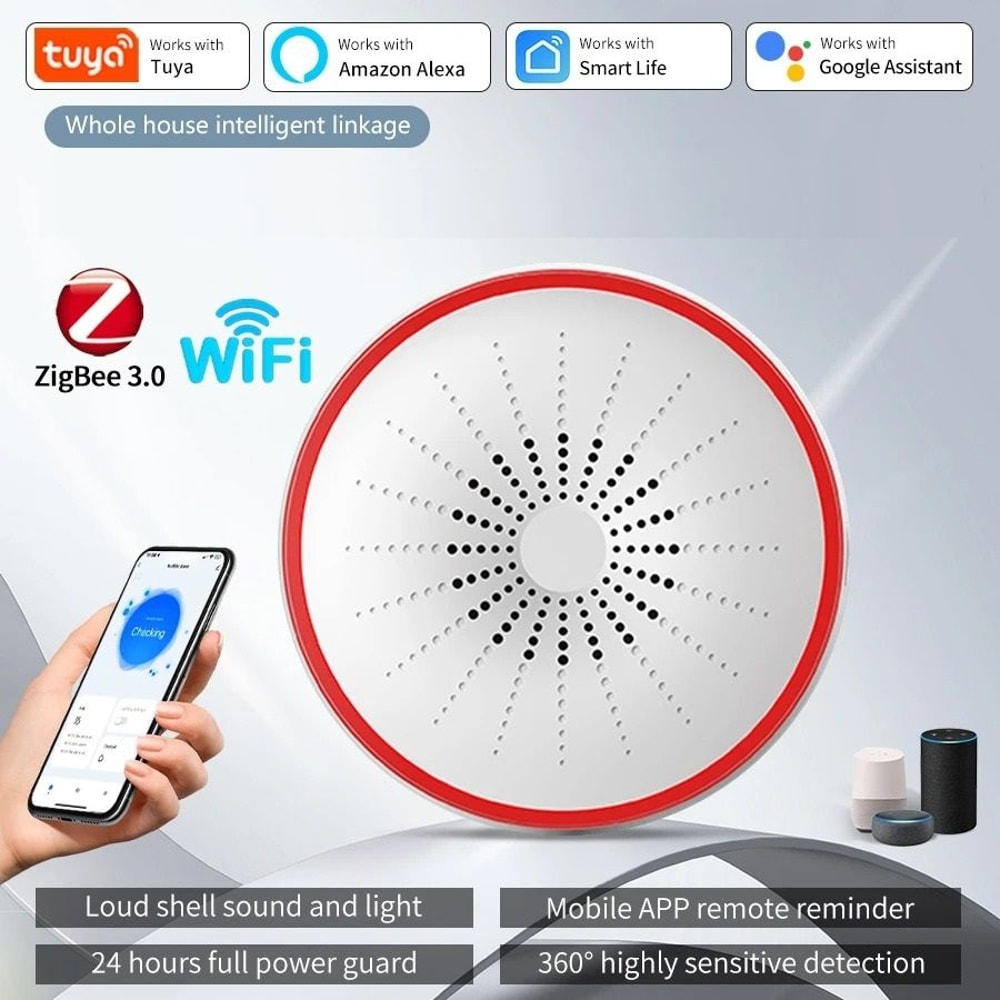 WiFi Zigbee Smart Siren Alarm Sound Light Alert Detector 0