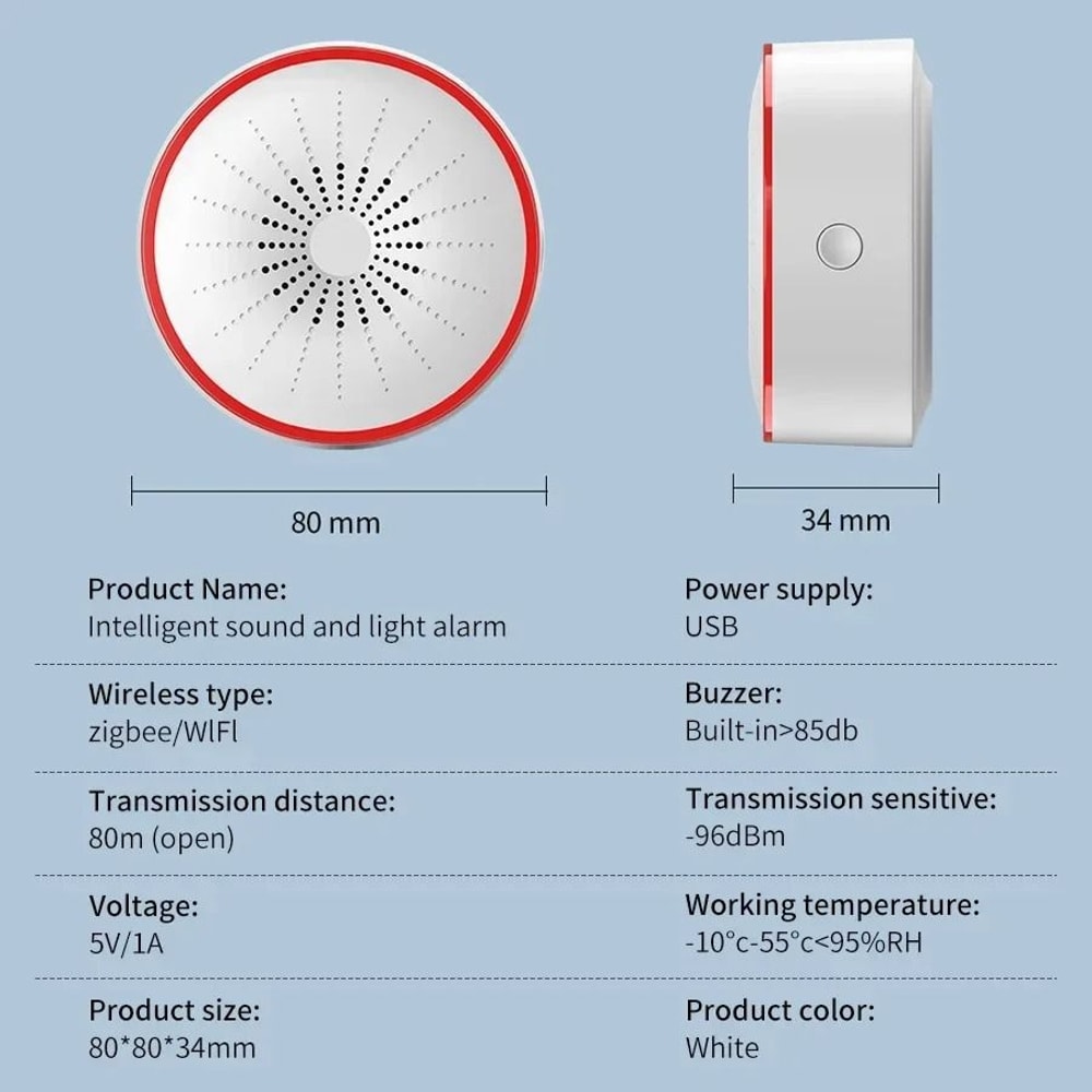WiFi Zigbee Smart Siren Alarm Sound Light Alert Detector 3