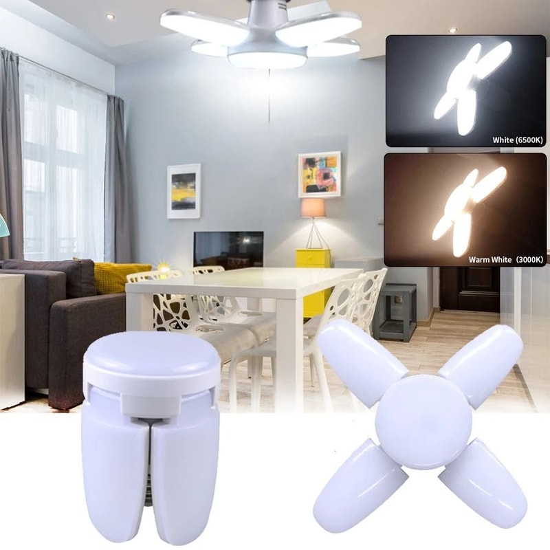 E27 Fan Shape LED Lamp Foldable 28W Light Bulb 0
