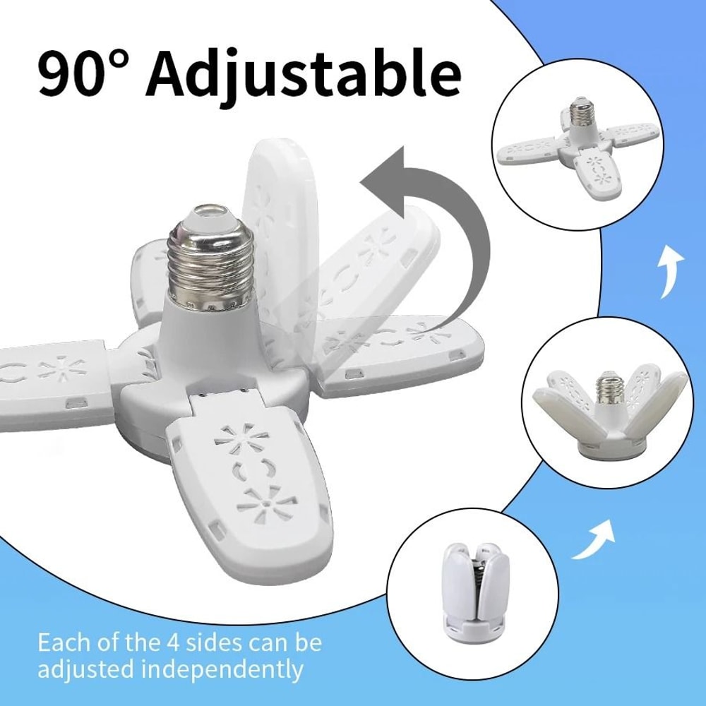 E27 Fan Shape LED Lamp Foldable 28W Light Bulb 2