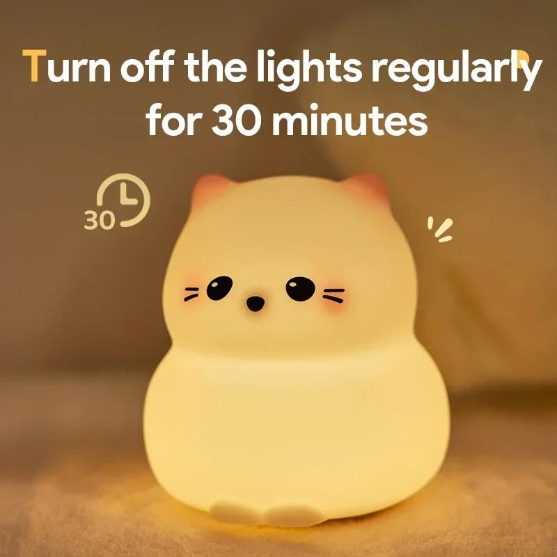Cute Animal Shape Silicone Night Light Rechargeable Bedside Lamp 2