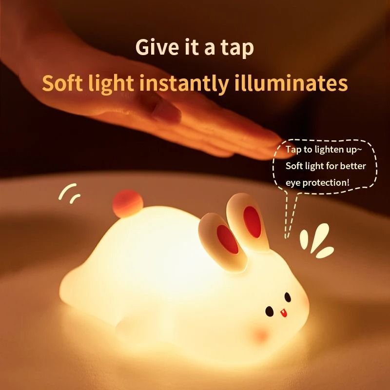 Cute Animal Shape Silicone Night Light Rechargeable Bedside Lamp 3