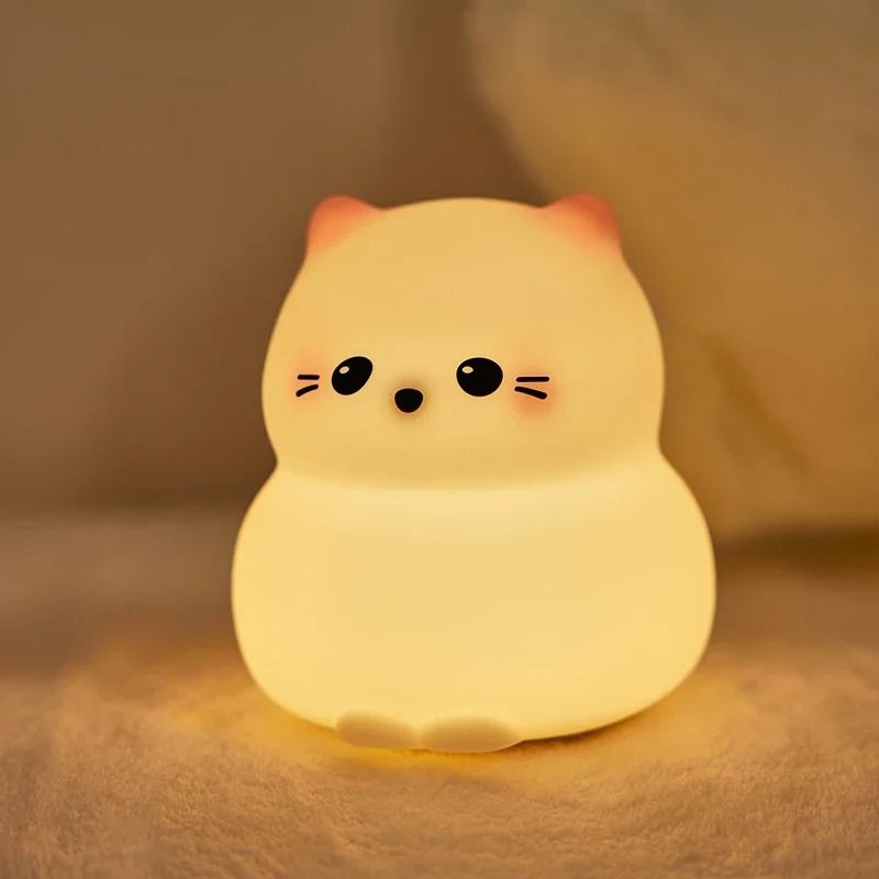Cute Animal Shape Silicone Night Light Rechargeable Bedside Lamp 7
