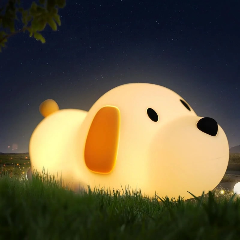 Cute Animal Shape Silicone Night Light Rechargeable Bedside Lamp 8