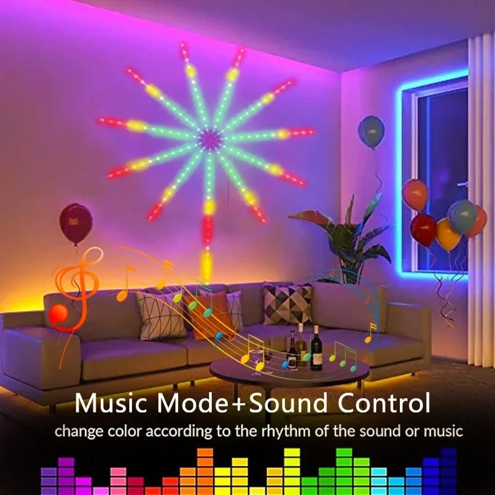 5V RGB LED Firework Strip Lights Bluetooth APP Control 1