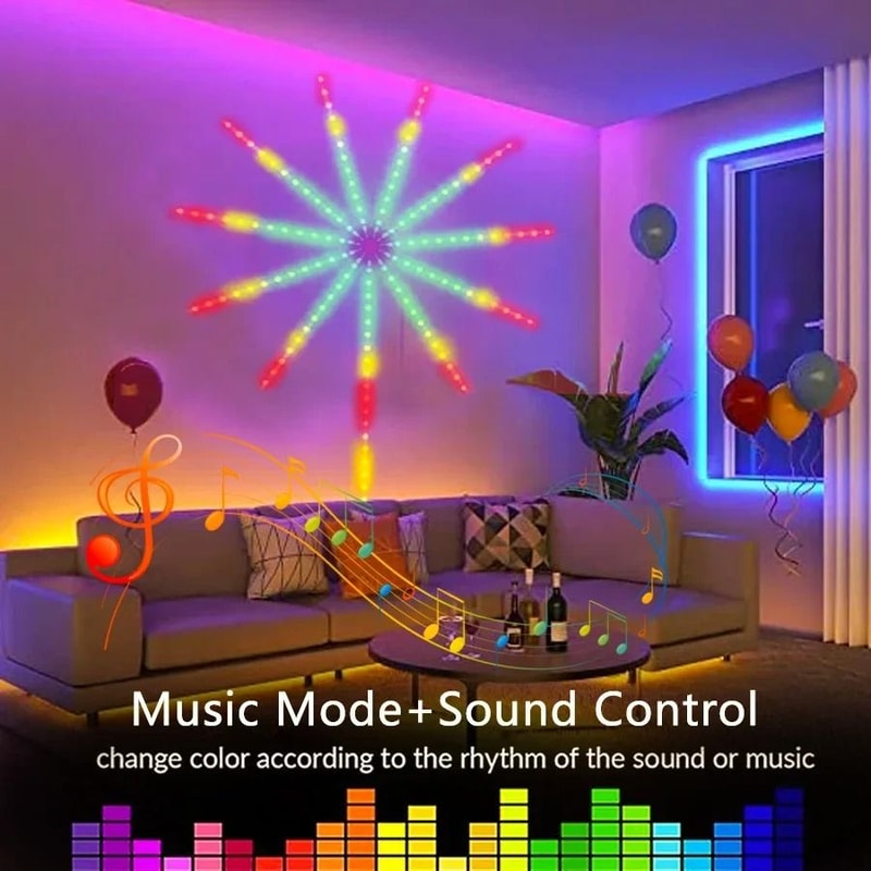5V RGB LED Firework Strip Lights Bluetooth APP Control 1