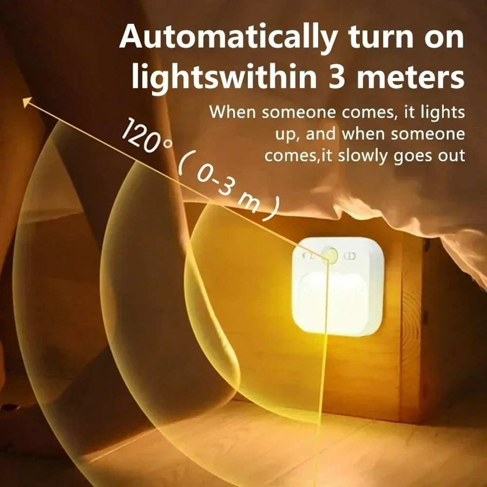 Motion Sensor LED Night Light Rechargeable Wireless Cabinet Lamp 2