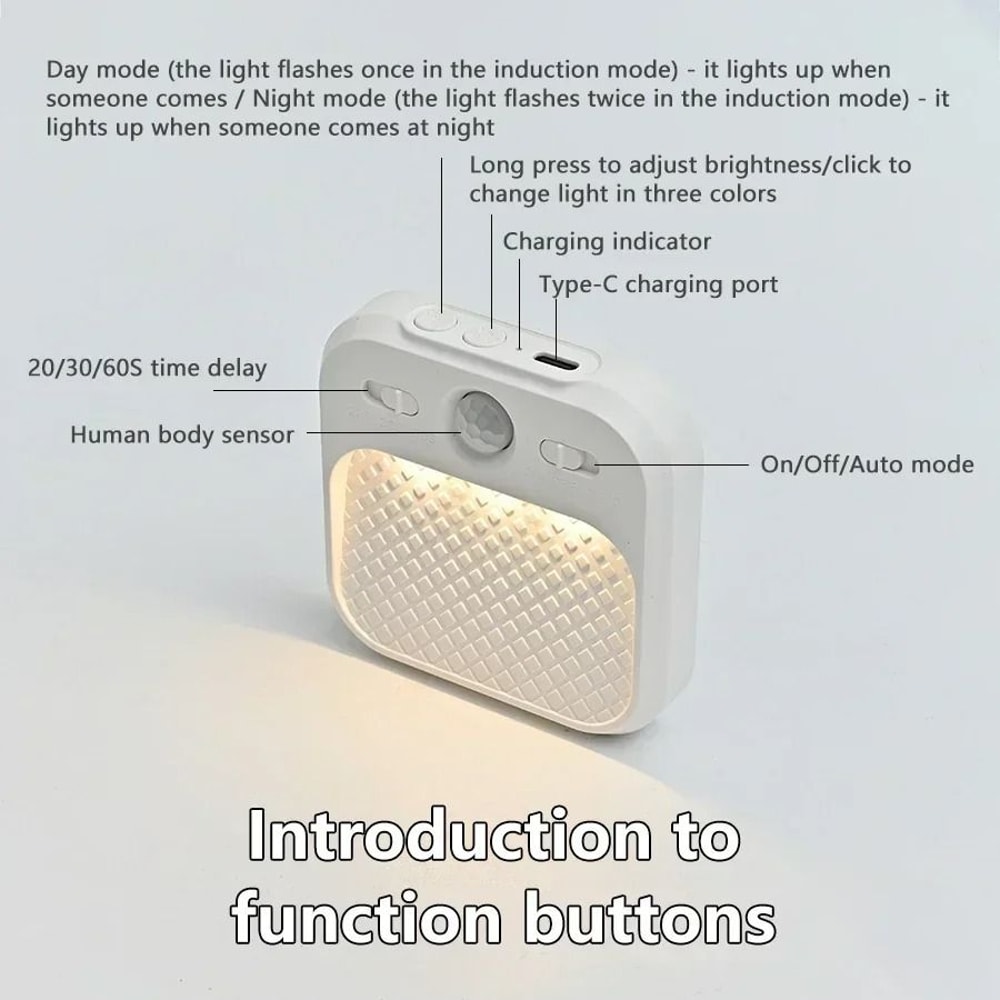 Motion Sensor LED Night Light Rechargeable Wireless Cabinet Lamp 3