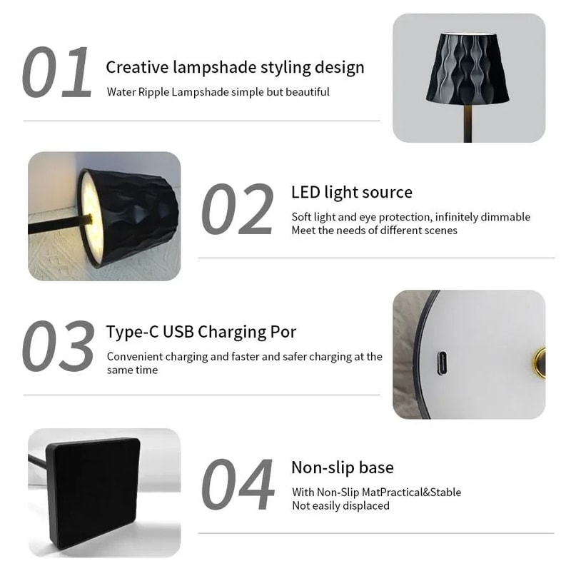 LED Table Lamp Rechargeable Touch Sensor Desk Light 4
