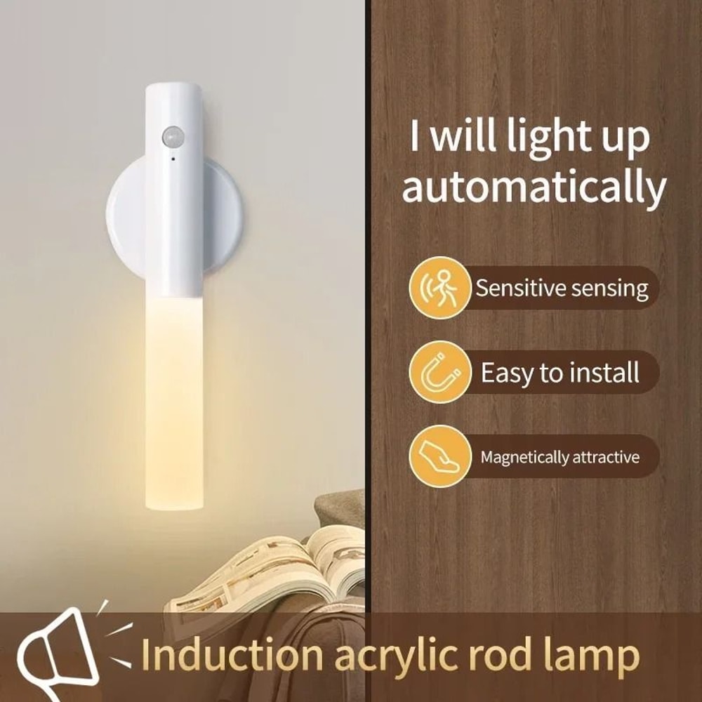 Motion Sensor LED Night Light Rechargeable Magnetic Induction Wall Lamp 1