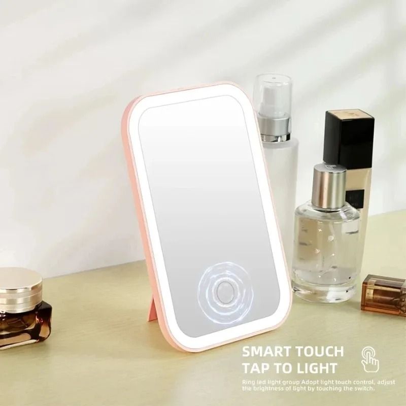 LED Touch Screen Folding Makeup Mirror Rechargeable Cosmetic Tool 0