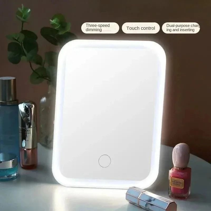 LED Touch Screen Folding Makeup Mirror Rechargeable Cosmetic Tool 1