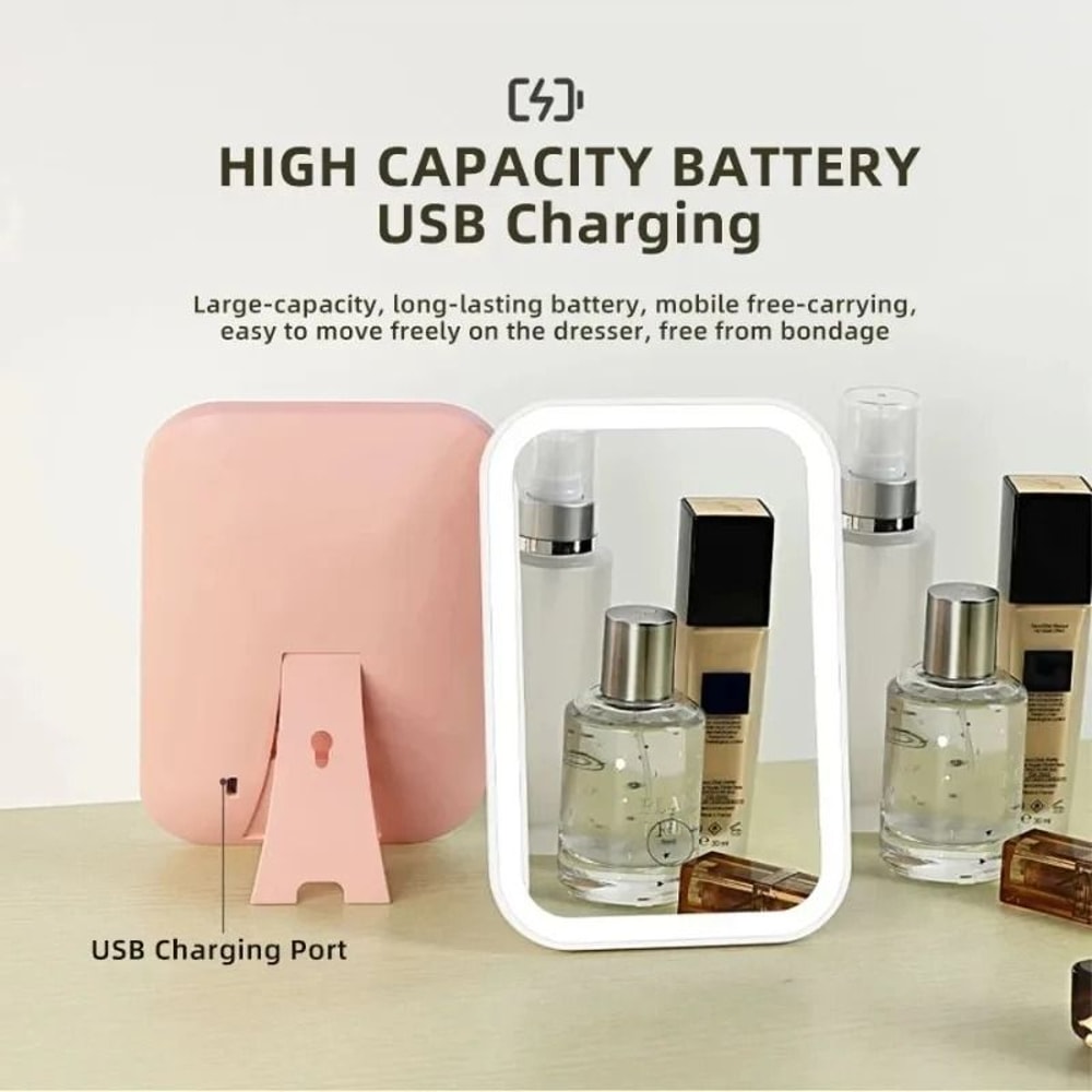 LED Touch Screen Folding Makeup Mirror Rechargeable Cosmetic Tool 3