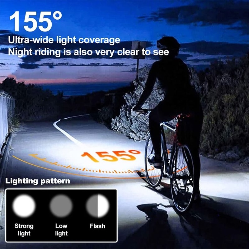 Solar Bicycle Front Light With Horn And USB C Charging 3