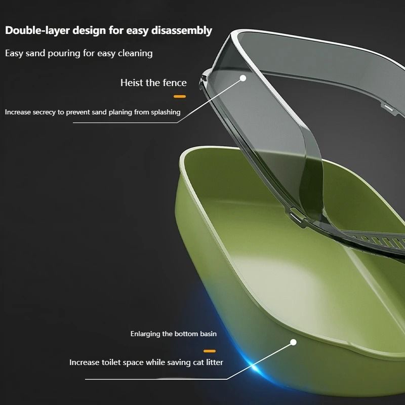 Large Capacity Anti Splash Open Air Cat Litter Box 2