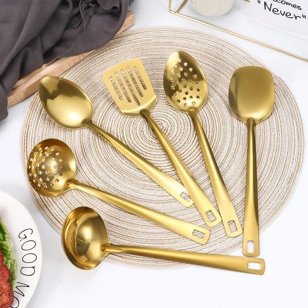 6 Piece Stainless Steel Golden Korean Cutlery Set 1