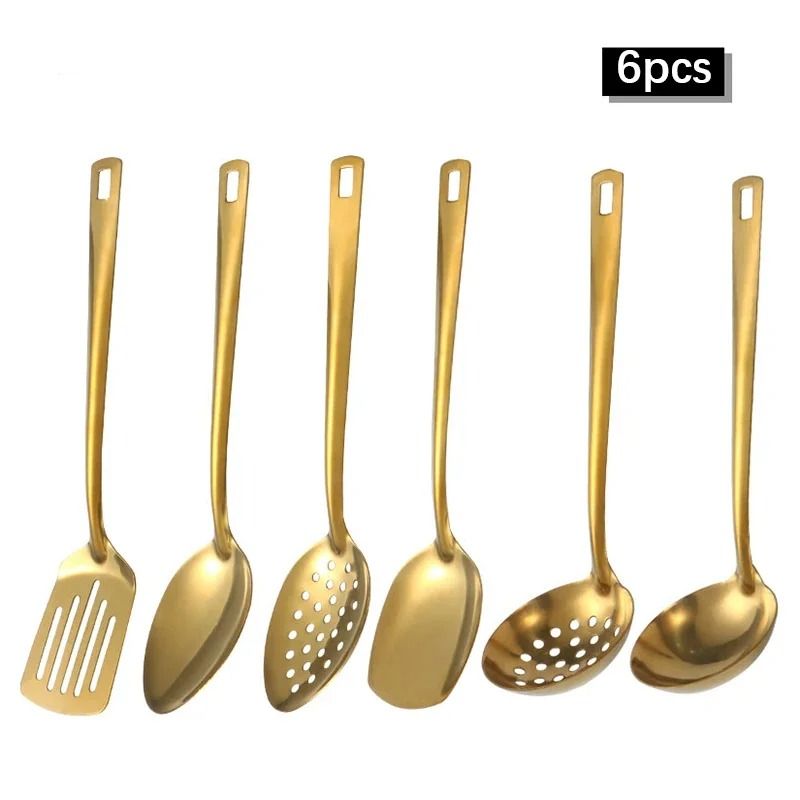 6 Piece Stainless Steel Golden Korean Cutlery Set 6