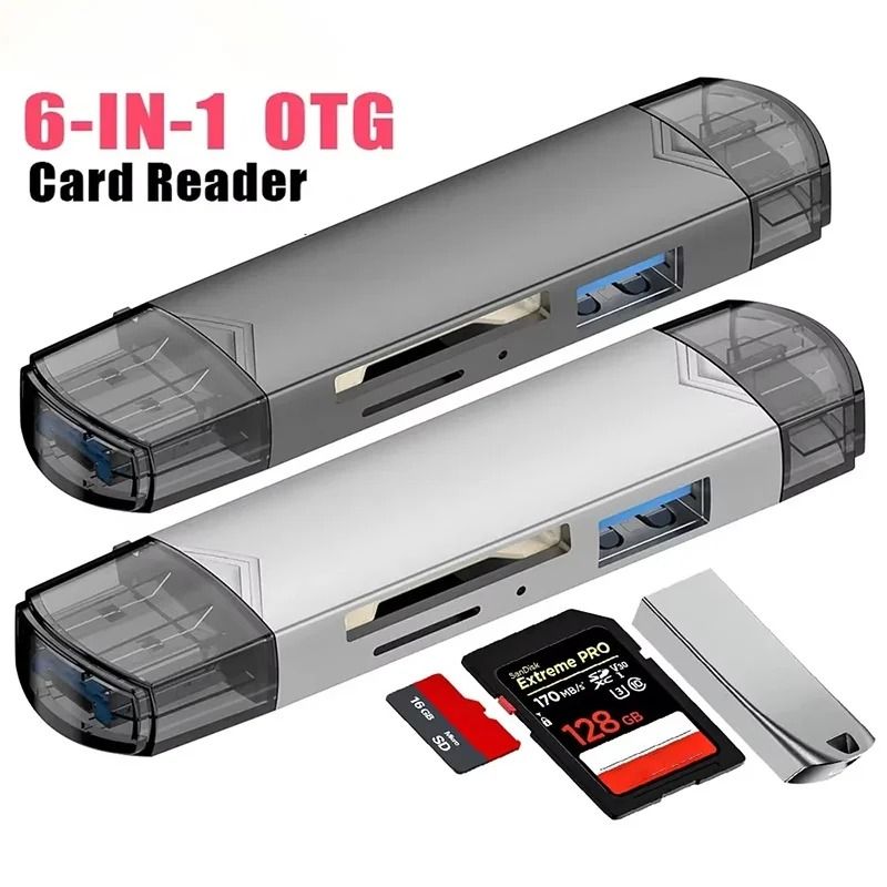 6 In 1 Multi Function Universal Memory Card Reader 0