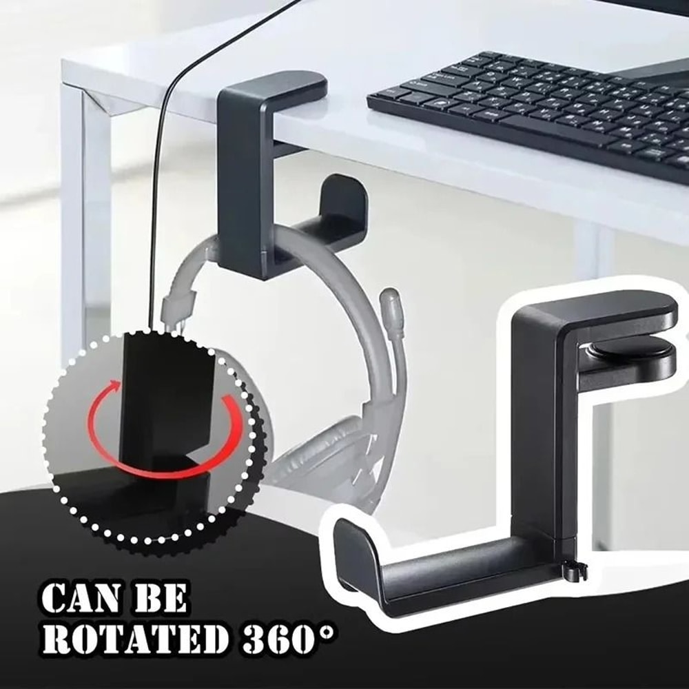 Under Desk 360 Degree Rotating Headphone Hanger 0