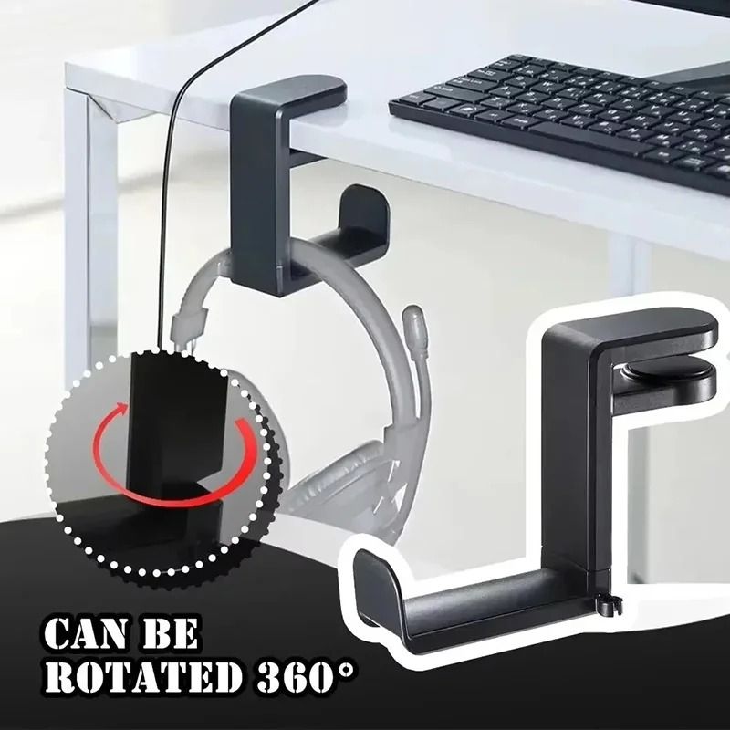 Under Desk 360 Degree Rotating Headphone Hanger 0