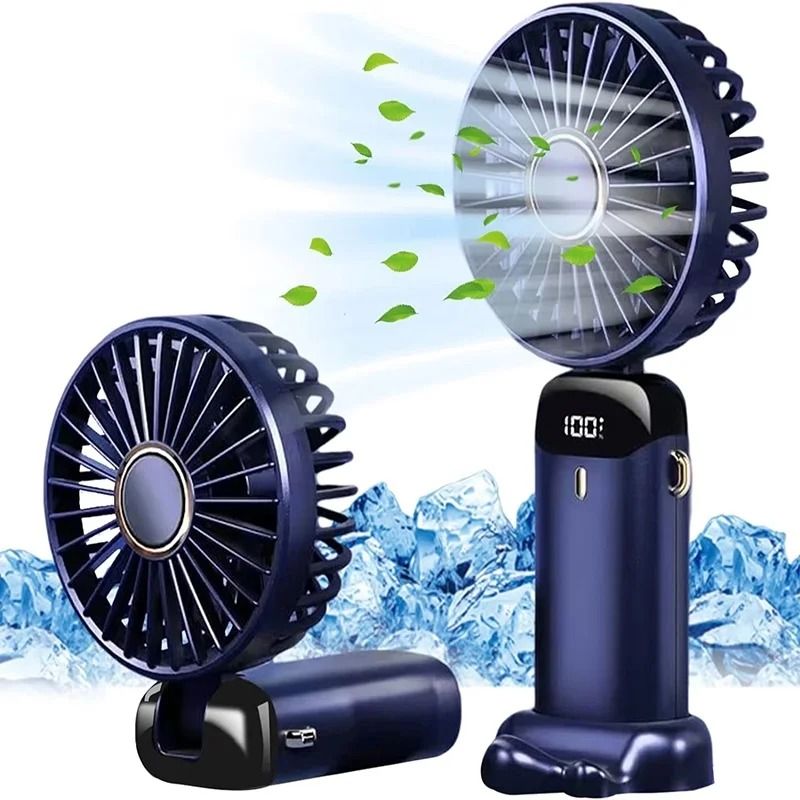 Foldable Rechargeable USB Handheld Fan With LED Display 0