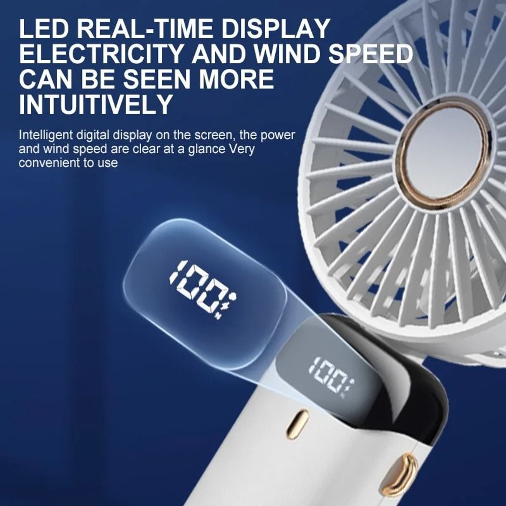 Foldable Rechargeable USB Handheld Fan With LED Display 1