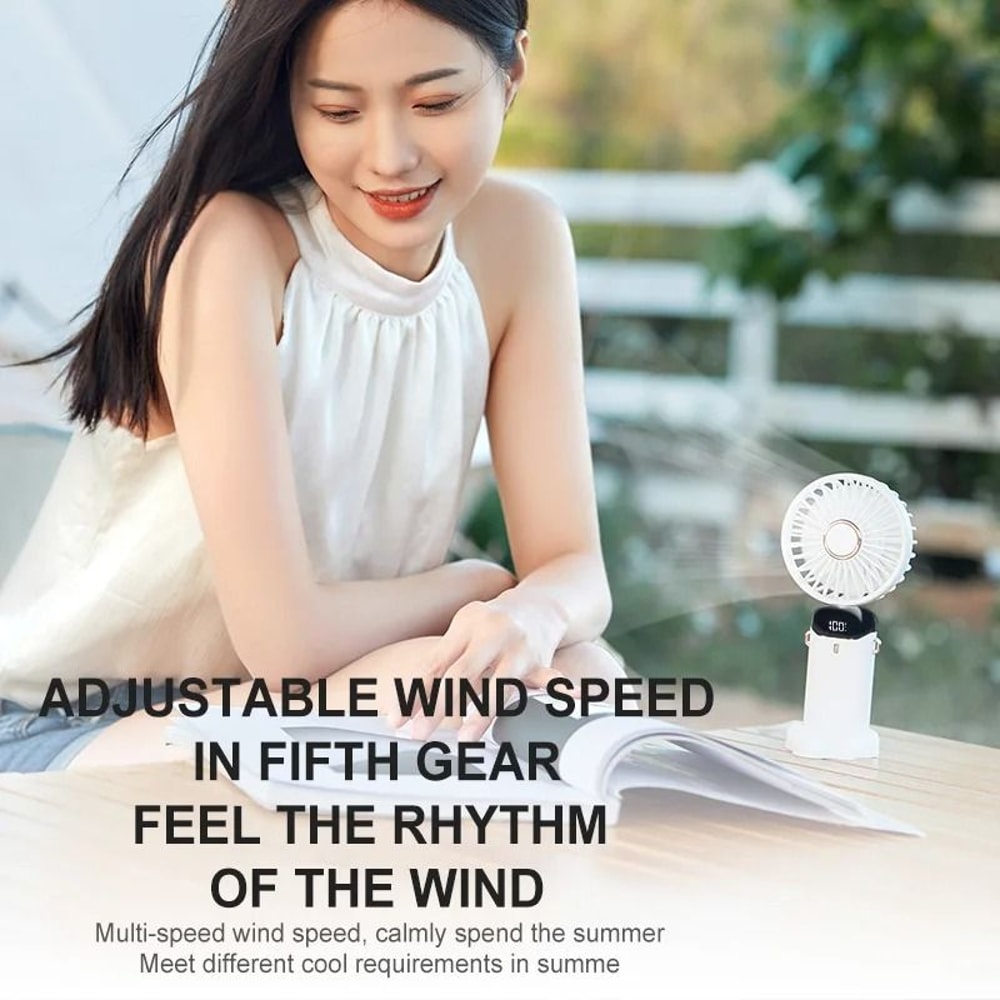 Foldable Rechargeable USB Handheld Fan With LED Display 3