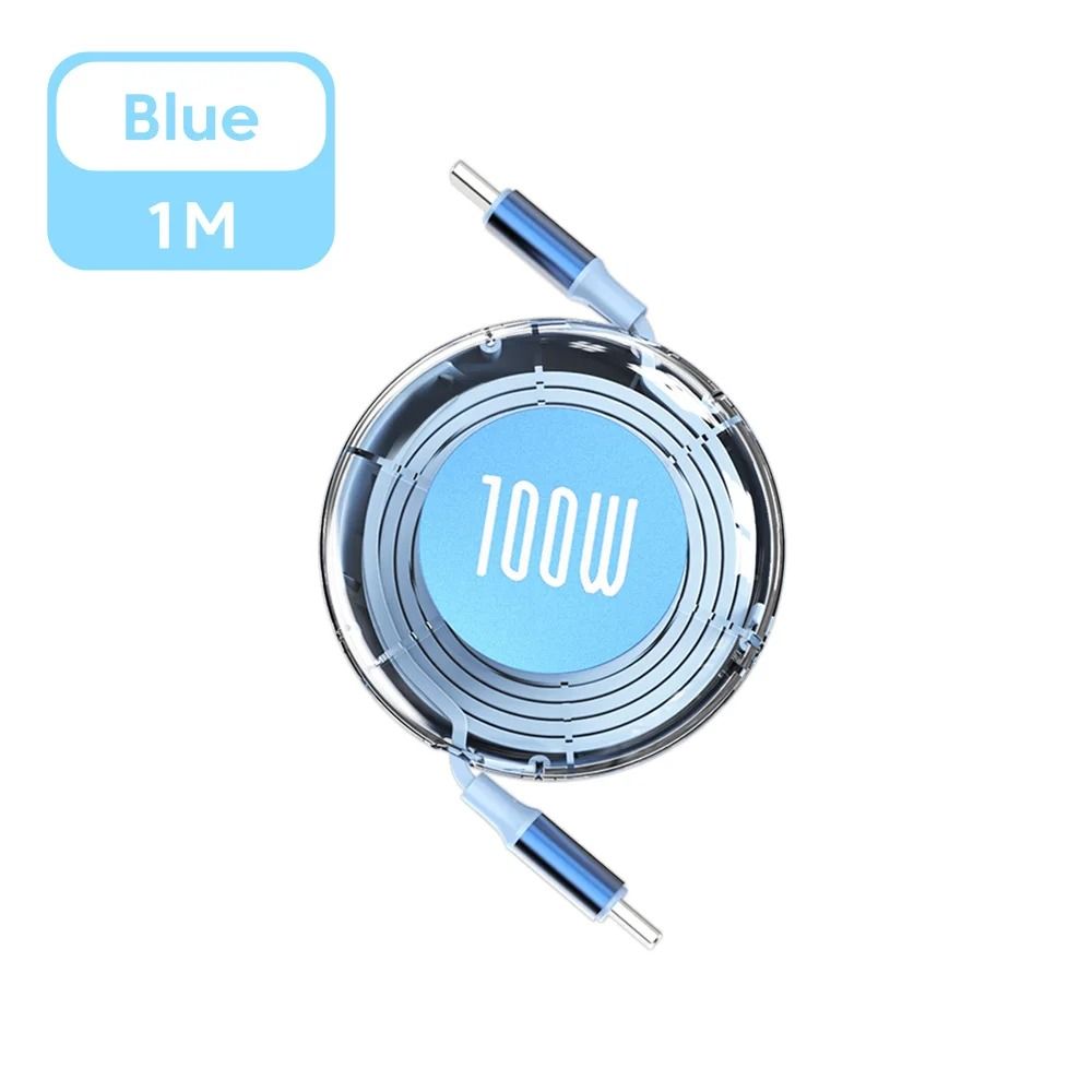 100W PD Retractable USB Type C To Type C Fast Charging Cable 9