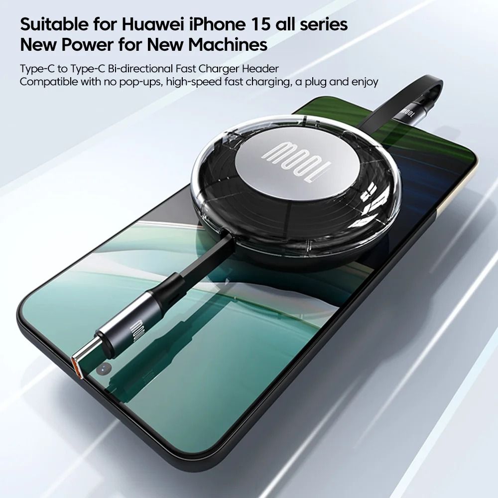 100W PD Retractable USB Type C To Type C Fast Charging Cable 4