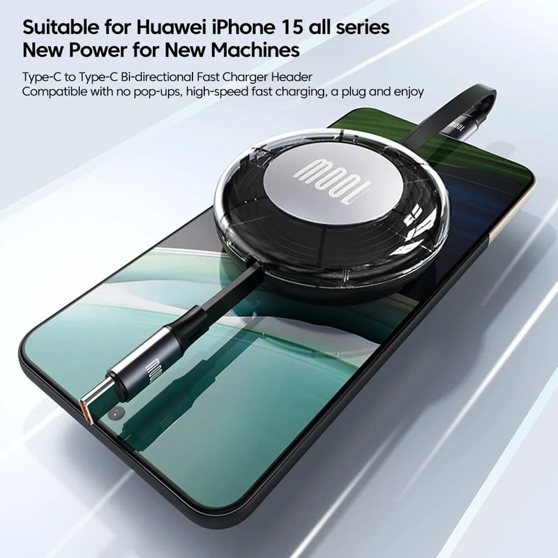 100W PD Retractable USB Type C To Type C Fast Charging Cable 4