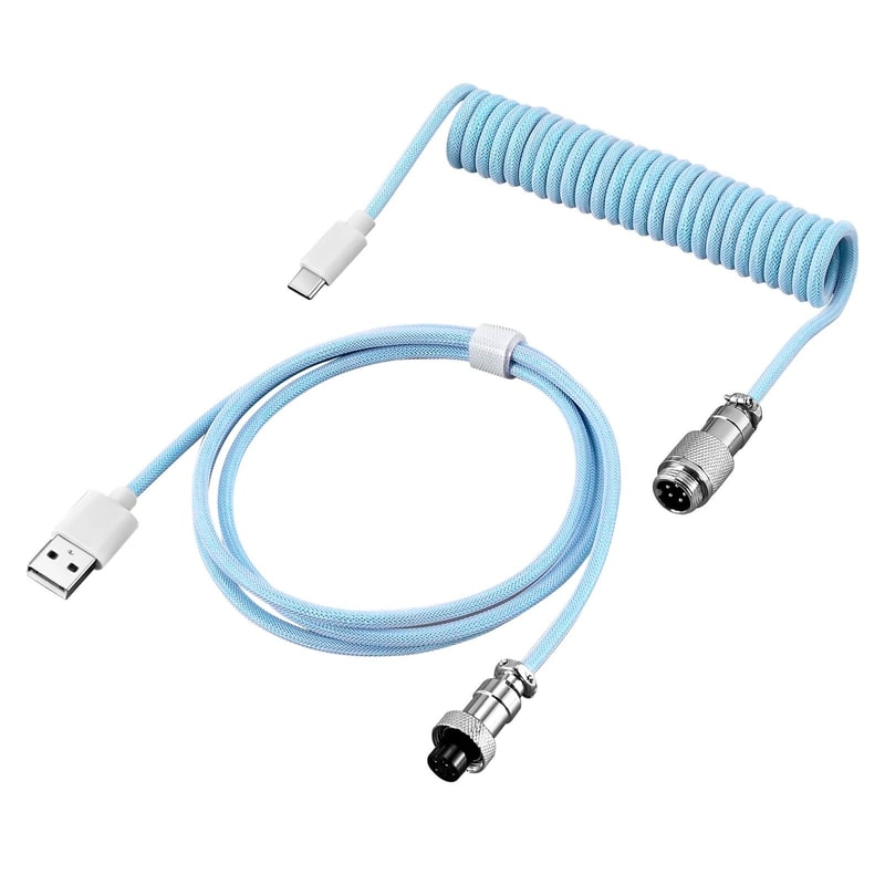 Type C Mechanical Keyboard Coiled Cable With Aviator Connector 9