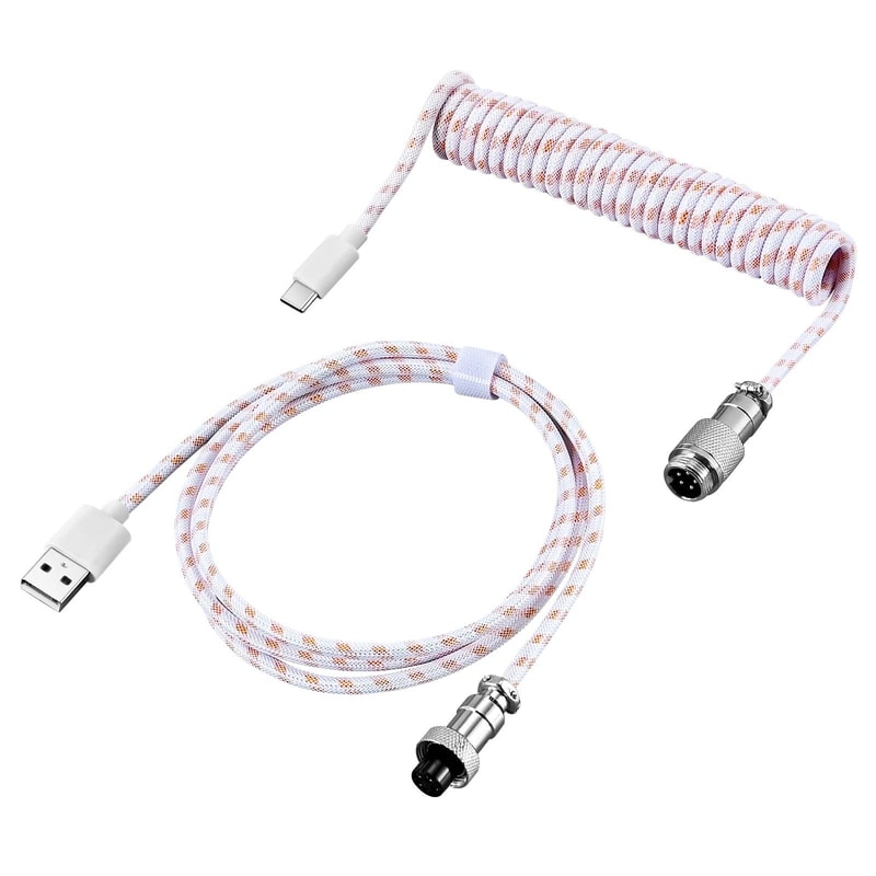 Type C Mechanical Keyboard Coiled Cable With Aviator Connector 12