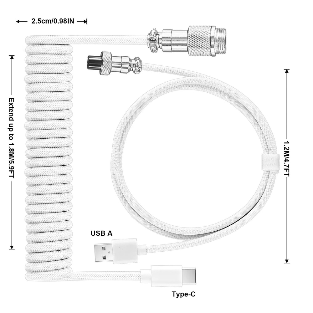 Type C Mechanical Keyboard Coiled Cable With Aviator Connector 3