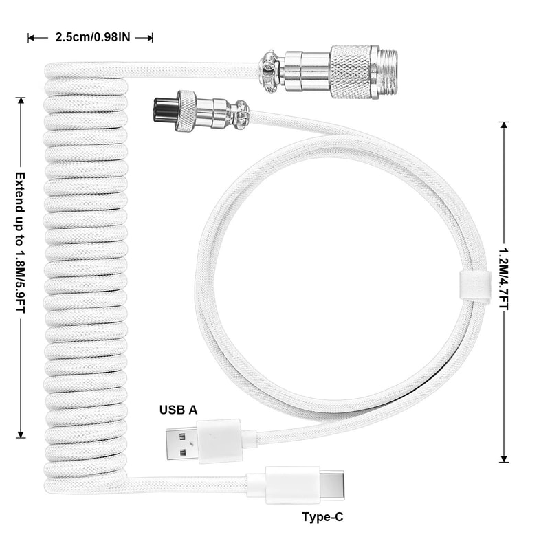 Type C Mechanical Keyboard Coiled Cable With Aviator Connector 3