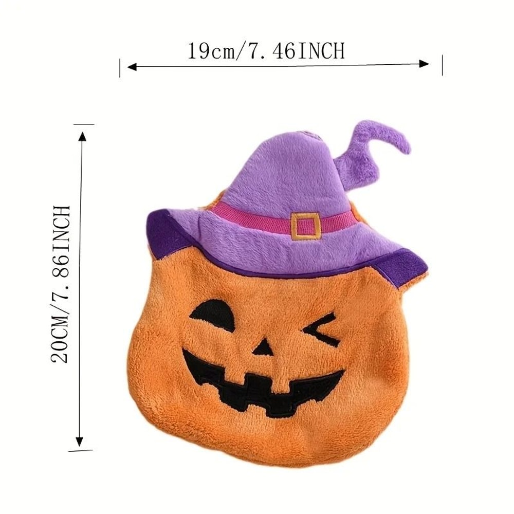 Halloween Cute Pumpkin Coral Velvet Hanging Hand Towel 2