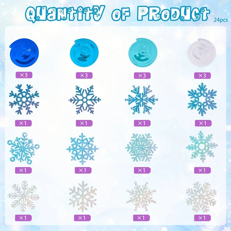 24 Piece Frozen Style Snowflake Vortex Decorations 3