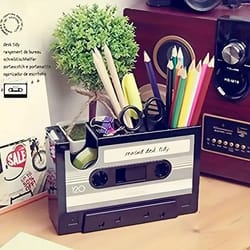retro style cassette tape pen holder