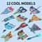 36 Piece Paper Folding Planes And 12 Cool Models Set 1