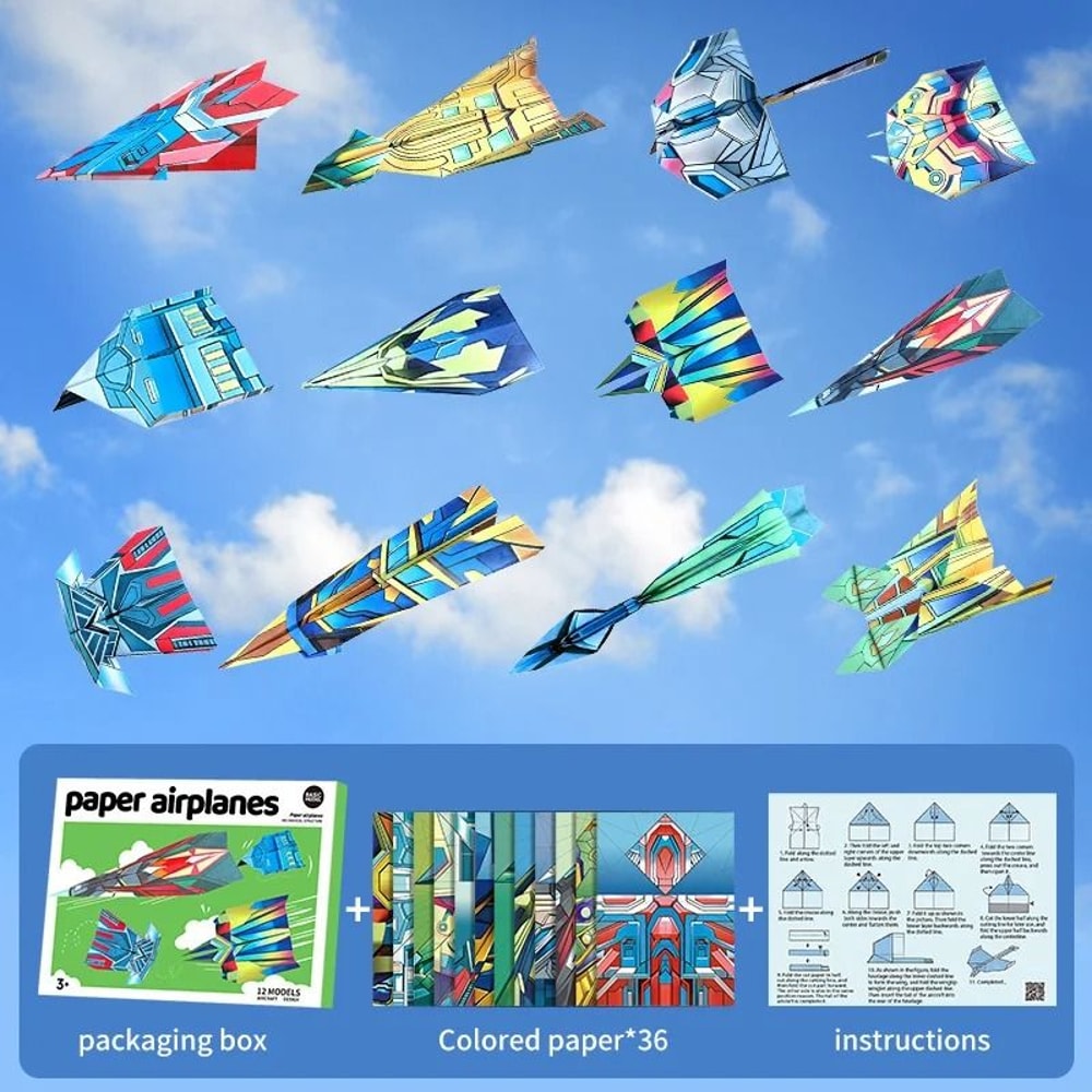 36 Piece Paper Folding Planes And 12 Cool Models Set 3