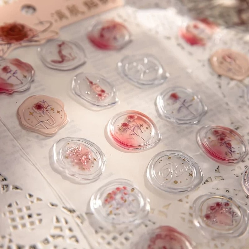15 Piece Simulated Rose Wax Seal Sticker Set 1