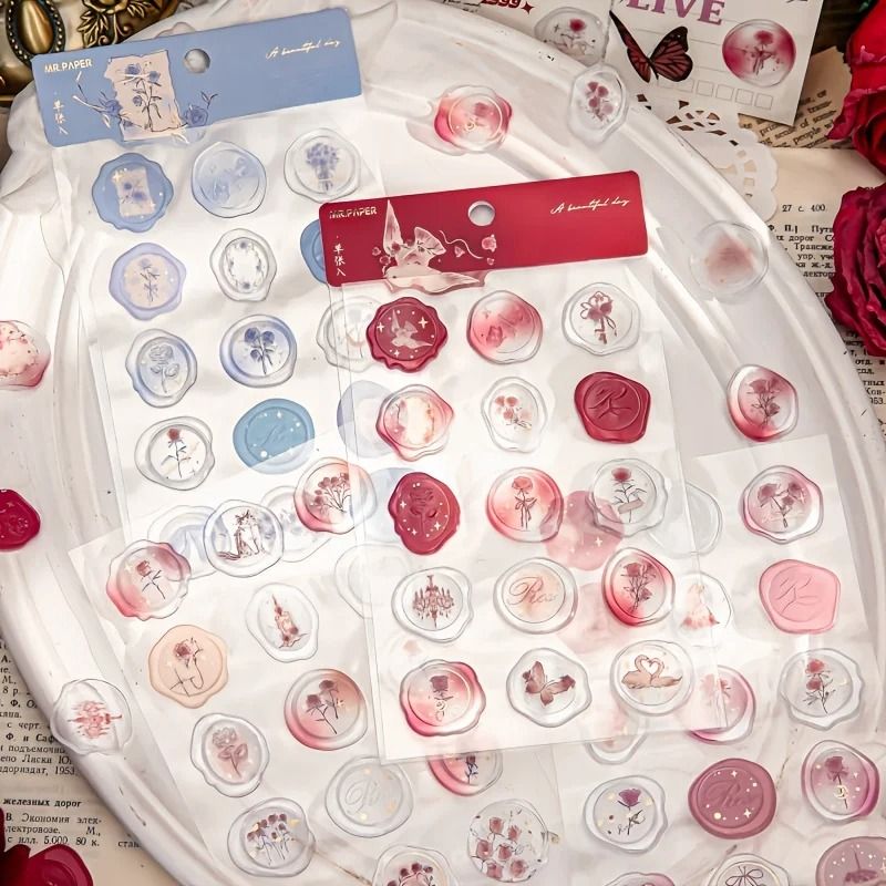 15 Piece Simulated Rose Wax Seal Sticker Set 3