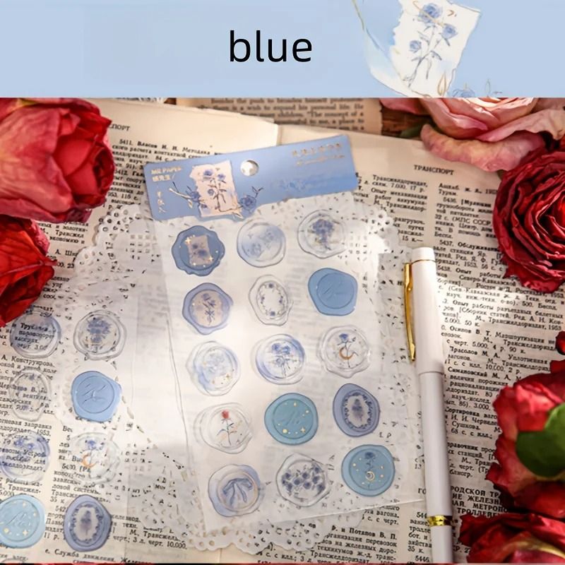 15 Piece Simulated Rose Wax Seal Sticker Set 6
