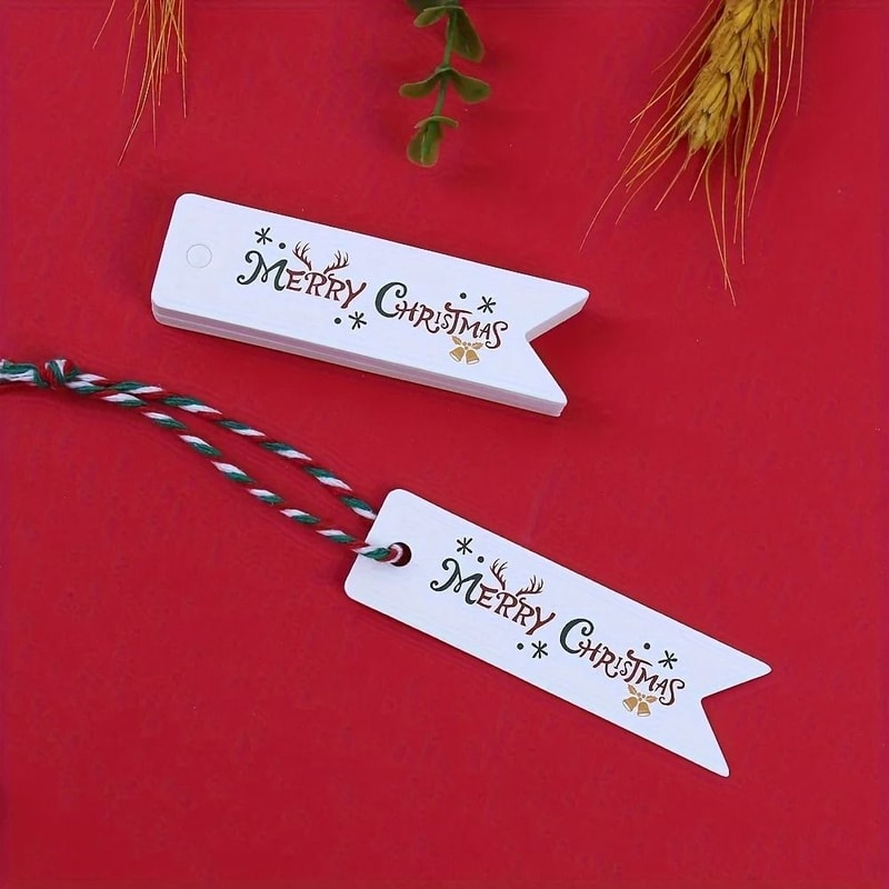 100 Piece Merry Christmas Kraft Paper Gift Labels 0