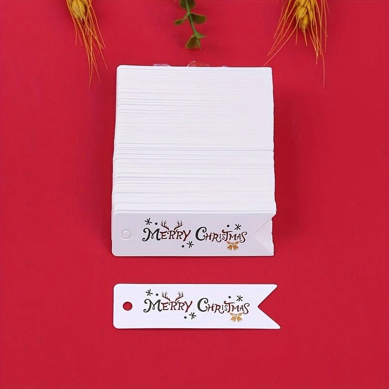 100 Piece Merry Christmas Kraft Paper Gift Labels 5