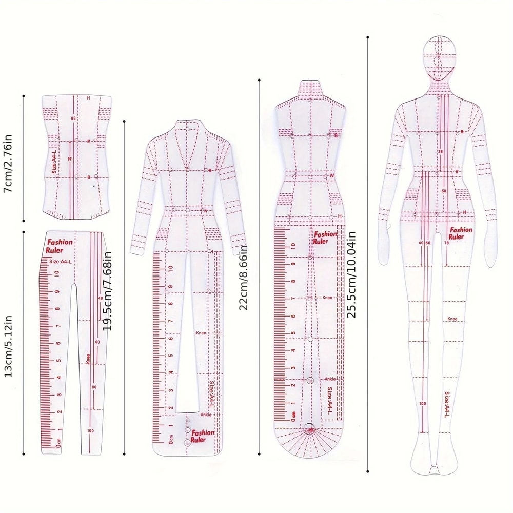 Transparent Fashion Model Body Template Ruler 3