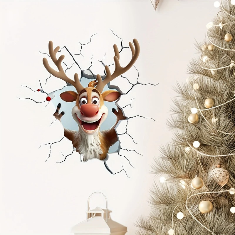 3D Moose Breakthrough Christmas Wall Sticker 5