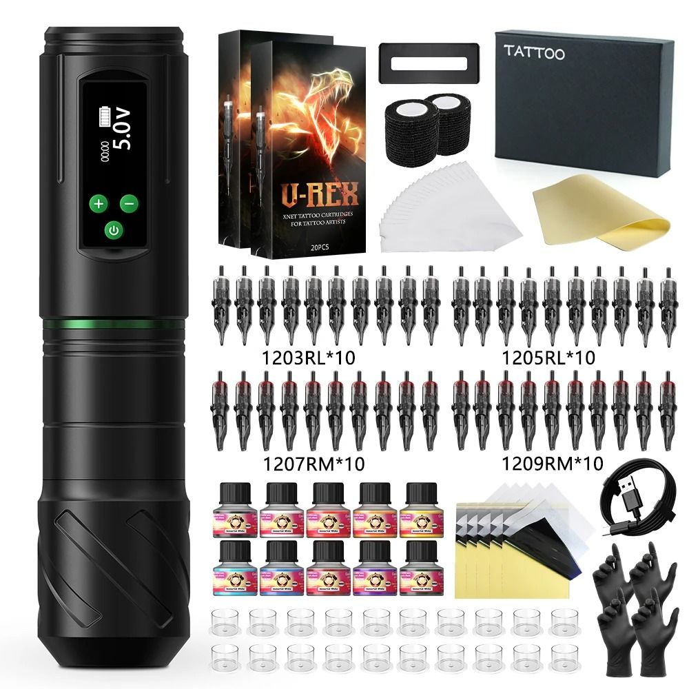 Professional Cordless Rotary Tattoo And PMU Pen Suite 9