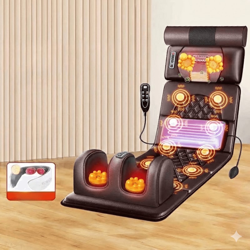 Heating Electric Full Body Massage Mattress Hand Control Neck Waist Shoulder And Back Airbag Kneadi 0