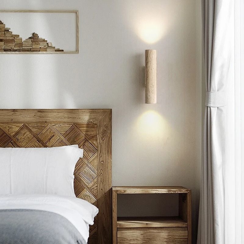 Nordic Architectural Travertine And Wood Luminary System 4